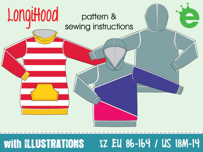 LongiHood sewing pattern sweater hoodie for children pdf print at home