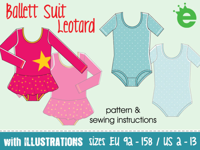 Sewing pattern print at home ballet suit leotard for girls